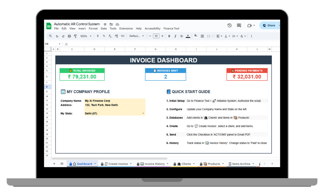 Automated AR Control System Dashboard